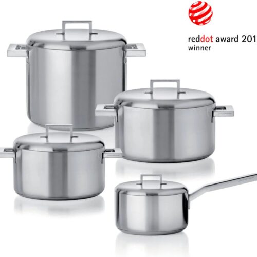 Mepra Pannenset Stile - Kookpan ø 18, 20 22 & Steelpan ø 16 cm + Deksels - RVS - 4 Delig