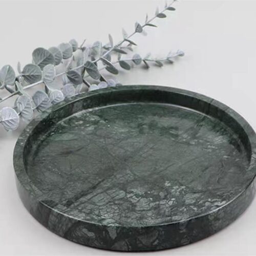 Mesamea decoratief dienblad marmer, serveerschaal, presentatieblad , groen marmer rond