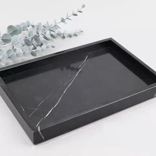 Mesamea decoratief dienblad marmer, serveerschaal, presentatieblad , zwart marmer rechthoekig