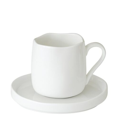 Mevaz 12-delige koffiekopjesset - 200 ml - porseleinen kop en schotel - modern organisch design - wit servies - voor koffie & espresso