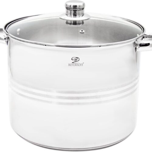 Meyerhoff Soeppan RVS 15 L - Ø 30 cm - XL Kookpan met Glazen Deksel - Inductiegeschikt - Voor Soep, Stoof & Meal Prep