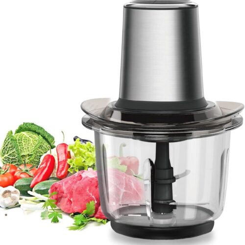 Multifunctionele elektrische hakmolen met roestvrijstalen messen en 1,5L kom, 2 snelheden