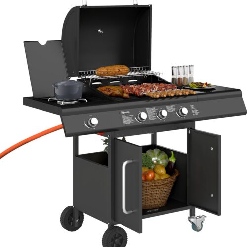 Outsunny - Gasbarbecue - Staal - 118,5L x 56B x 110H cm - Zwart