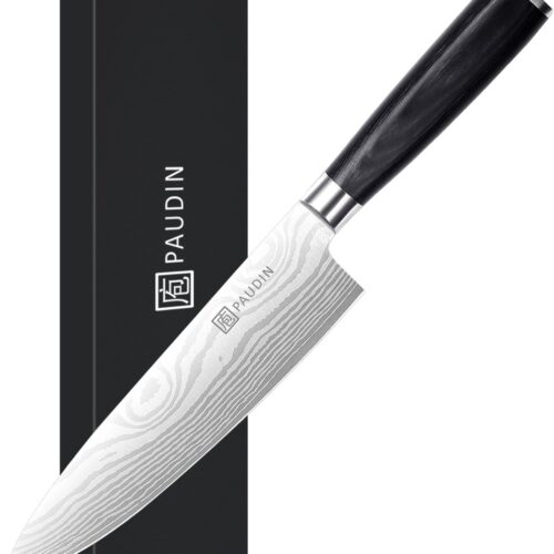 PAUDIN KW1 Koksmes 20 cm - Professioneel Japans mes - Keukenmes - Damascus Patroon