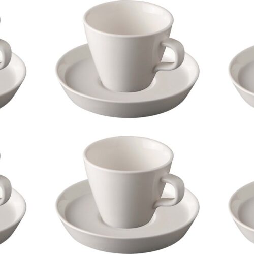 Palmer - Da Vinci - Koffie kop en schotel - 6 stuks - 20 cl - Wit - Porselein - Koffiekopjes