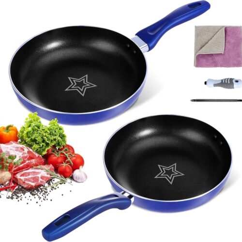 Pannenset 2-delig inductie 20/26 cm met anti-aanbaklaag - Aluminium braadpan met afneembare handgreep - Voor alle warmtebronnen Pannenset