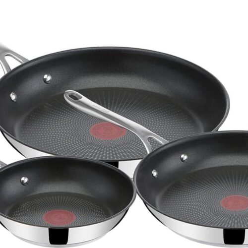 Pannenset Jamie Oliver Cook's Direct E304S344 koekenpannenset 20-24-28 cm Geschikt voor Inductie en Oven Stralend in elke keuken Veilige Duurzame Coating Roestvrijstaal Pannenset