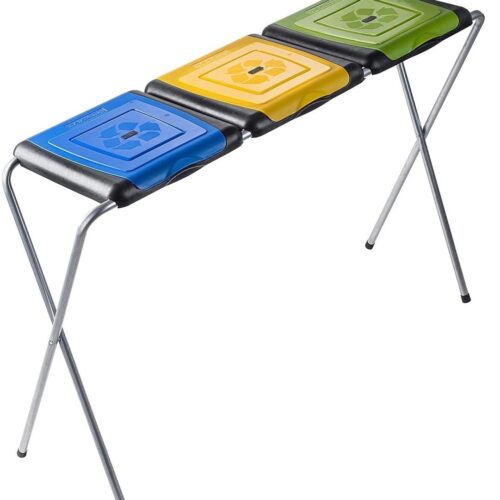 RFWR® Stabiele Vuilniszakstandaard voor Afvalscheiding - Drievoudige Afvalemmer met Kleurrijke Deksels