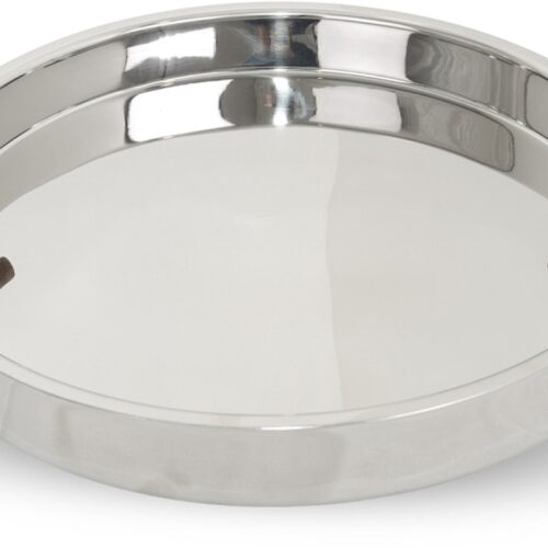 RVS Rosa Serveerschaal - Dubbelwandig Dienblad 40 cm - Met Houten Handvatten - Luxe Bar Tray - Chic Horeca