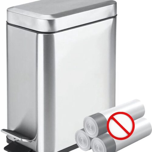 Rechthoekige afvalemmer 5 L met soft-close en antislip voering - Ideaal voor badkamer