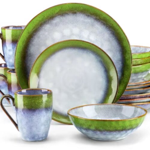 Regal Serviesset - 16 delig - 12 persoons - Durec groen - Dinerborden - Bordenset - Diepe borden - Ontbijtborden - Servies - Keukenservies - Luxe design