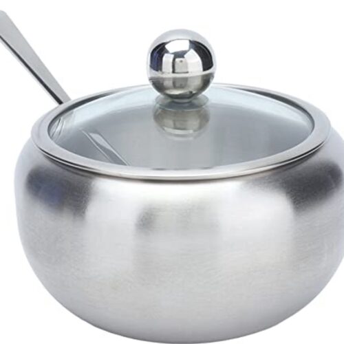 Roestvrij Stalen Suikerpot Met Doorzichtig Deksel en Lepel - Duurzame en Oxidatiebestendige Suikercontainer