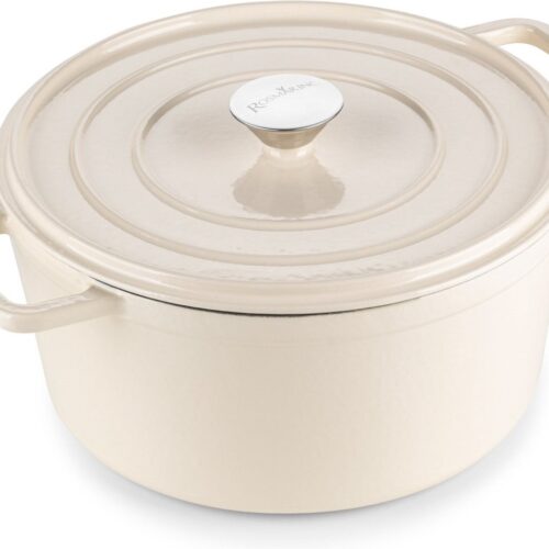 Rosmarino Braadpan - Braadpannen - Gietijzeren Braadpan 26 cm - Braadpan inductie - 5 liter - Wit