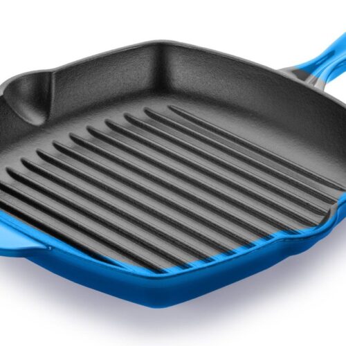 Rosmarino Grillpan - Grillpannen - Gietijzeren Grillpan 27 cm - Grillpan inductie - Blauw