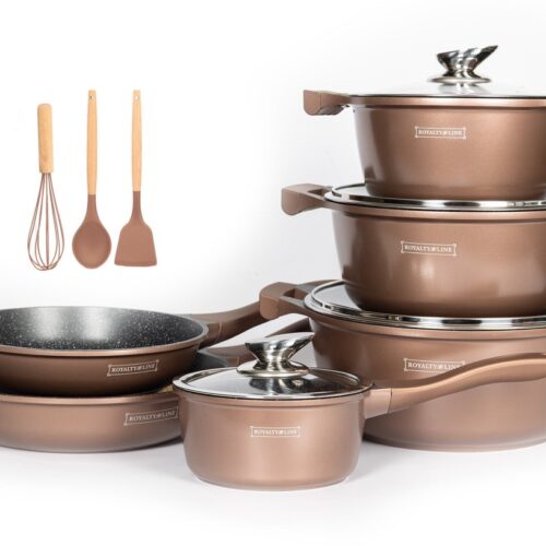 Royalty Line® BS1010 Pannenset Inductie - 13 Delige Pannensets - Kookpotten Met Antiaanbaklaag - PFOA & PTFE Vrij - Pannen Voor Alle Warmtebronnen - Koper