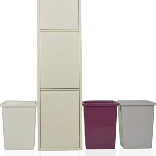 Ruimtebesparende afvalemmer voor afvalscheiding met 3 vakken - 45 liter