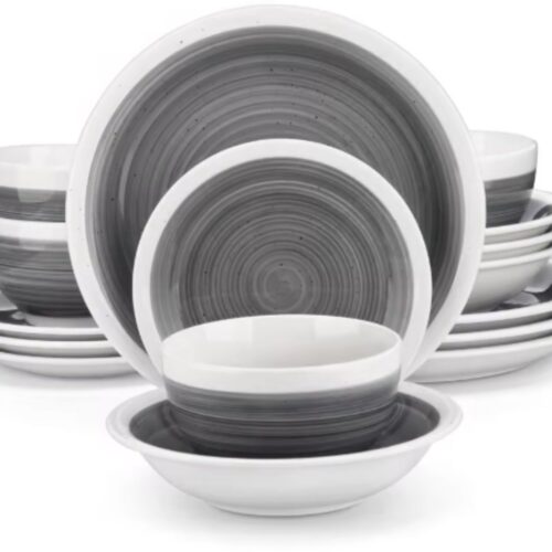 Santivo Serviesset - 16 delig - 4 persoons - Grijs - Dinerborden - Bordenset - Diepe borden - Ontbijtborden - Servies - Keukenservies