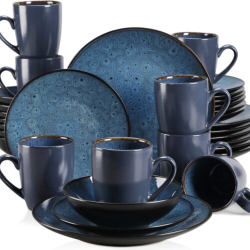 Serviesset - Blauw Porselein - 8 Persoons - 32 Delig - Luxe Bordenset