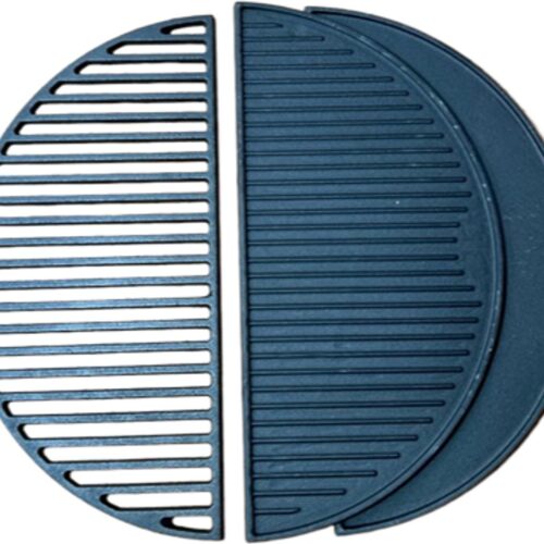 Set half grillrooster en grillplaat - gietijzer - XXL - 55 cm