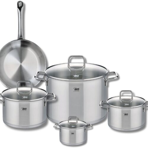 Set van 1 x 24cm koekenpan en 4 x steelpannen (12, 16, 20 en 26cm) Elo Profi Citrin