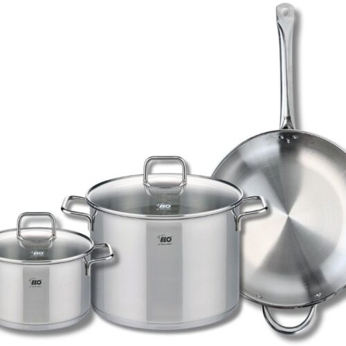 Set van 1 x 32cm koekenpan en 2 x 20cm en 26cm steelpannen Elo Profi Citrin
