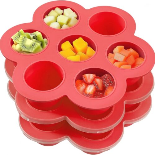 Set van 3 Bewaarbakjes voor Babyvoeding - IJsblokjesvorm met Deksel - Diepvriesbakjes voor Porties