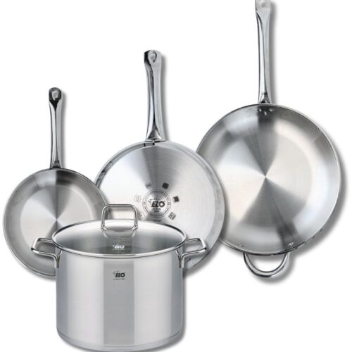 Set van 3 kookpannen (24, 28 en 32 cm) en 1 steelpan (26 cm) Elo Profi Citrin