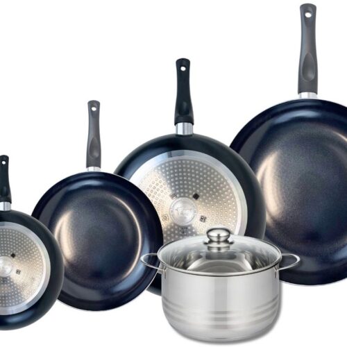Set van 4 kookpannen (20, 24, 28 en 32 cm) en 1 steelpan (20 cm) Elo Prima Brillant