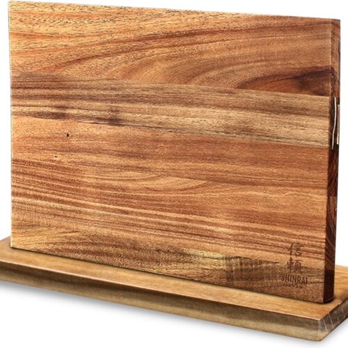 Shinrai Knives Magnetisch Messenblok - Dubbelzijdig Messenblok Zonder Messen - Messenhouder van Acaciahout - Messenmagneet