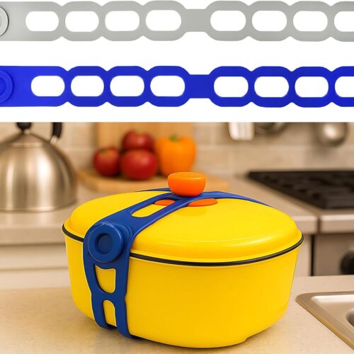 Siliconen Sluitriem Set 2 Stuks - Dekselbeveiliging voor Slowcooker en Pannen - Herbruikbare Organisatieriem voor Snoeren en Kabels - Keukenaccessoire voor Opbergen en Ordenen