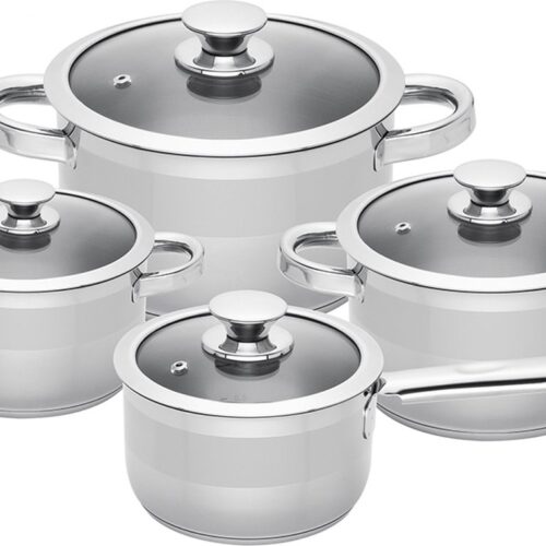 Sola Furore Pfas vrije pannen - 4-delig - Premium RVS Pannen - Kookpannen met Steelpan - Geschikt voor Elke Warmtebron - PFAS Vrij - Zilver