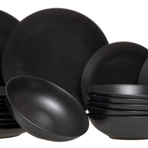 Studio Tavola Serviesset Black Tie - 18-delig / 6 personen - 6 ontbijt/dessertborden, 6 diepe borden en 6 dinerborden