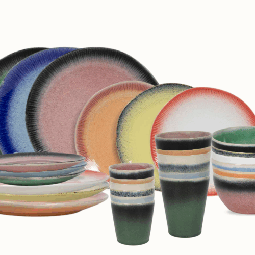 Studio Tavola Serviesset Fire 30-delig / 6 personen - 6 dinerborden, 6 ontbijtborden, 6 kommen, 6 koffiekopjes en 6 koffiebekers