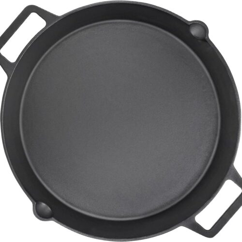Universele Gietijzeren Grillpan Ø 40 cm - Multifunctionele Braadpan met 2 Handgrepen en Schenktuiten
