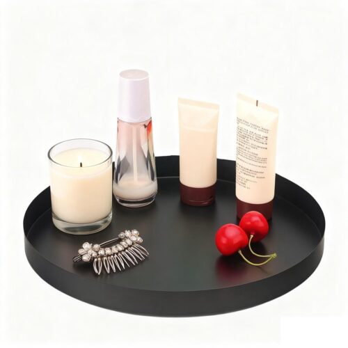 Unyqoos® Rond decoratief metalen dienblad voor sieraden en cosmetica in huis