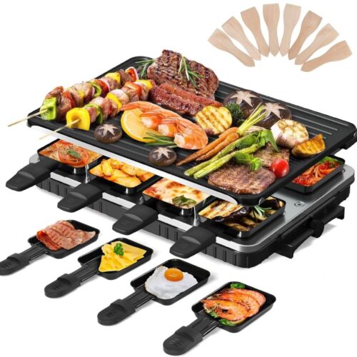 VH Supplies® Gourmetstel - Bakplaat - Grillplaat - 8 Personen - 1300W