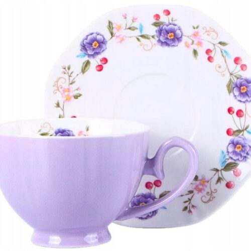 Veroni Melania Porseleinen Kop & Schotel 250ml Pastel Paars