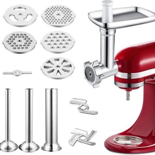 Vleesmolen opzetstuk voor KitchenAid/PHISINIC keukenmachines - 3 worstvullers, 2 maalmessen, 5 maalschijven