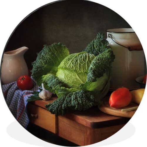 WallCircle - Wandcirkel - Muurcirkel - Stilleven - Kool - Melkkan - Aluminium - Dibond - ⌀ 140 cm - Binnen en Buiten