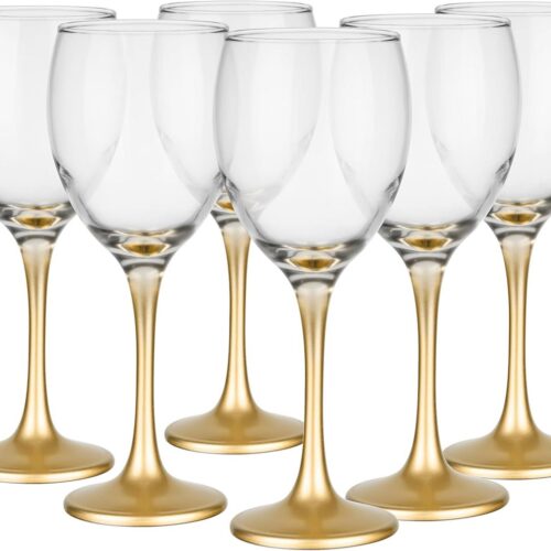 Wijnglas 0,3L Rode Wijn Wijnglazen Set Glazen Witte Wijn Rode wijnglazen Witte Kelkglas Glas Vaatwasserbestendig Transparant Goud 6 X 300 Ml
