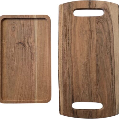 Winq-Set 2 stuks presenteerschalen hout-onderborden-snijplank