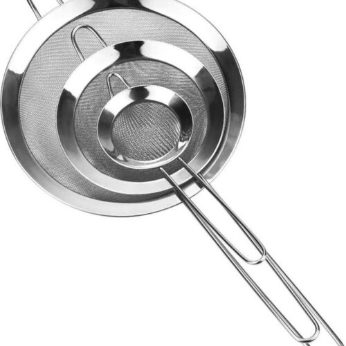 Zeef Set 3 delig | Keukenzeef | Bolzeef | mini Zeefjes | Set Premium Fijne | Set van 3 Maat | 7cm 8cm 10cm