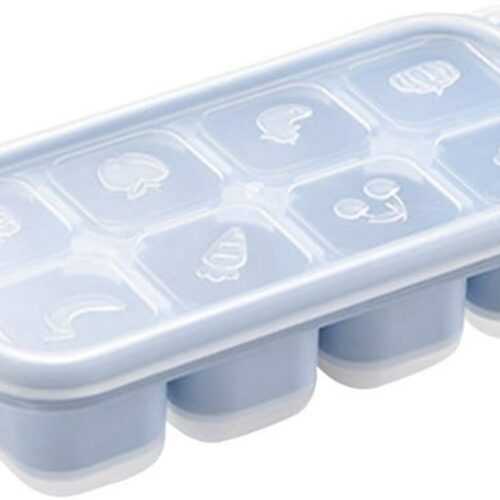 Zelfgemaakte zachte rubberen ijsblokjesvorm, ijsblokjesmachine met 8 roosters, geschikt voor ijsmachines en koelkastijsmachines (grijsblauw)