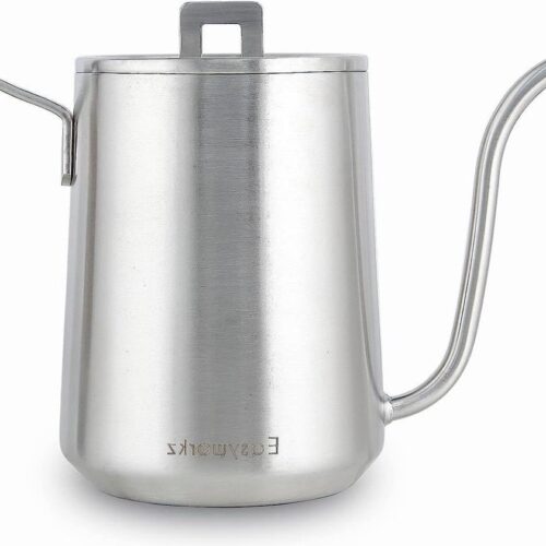Zwanenhals Giet Koffieketel 600ml Roestvrij Staal Hand Druppel Koffiepot-Lange Uitloop-Geborsteld Zilver Koffiepot