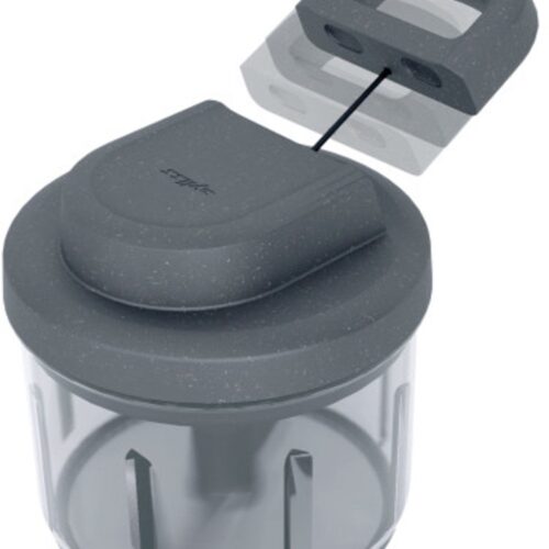 Zyliss Easy Pull Handmatige Foodprocessor - Grijs (Beluga) - 800 ml - Compacte Hakmolen - Zonder Stroom - RVS Messen