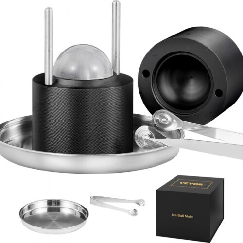 ijsblokjesmachine ijsblokjesvormen set 60 mm, ijsblokjesvorm, ijsbalvorm met ijstang en lekbak, aluminium zwart, duurzame ijsblokjesvormen, ijsblokjesbak, whisky Americano, sap