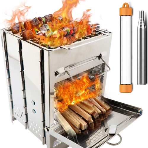 roestvrijstalen grill Gill gasbrander voor outdoor koken picknick camping camping campingkoker draagbare opvouwbare lichte roestvrijstalen fornuis houtkachel backpacking fornuis picknick BBQ Cooker