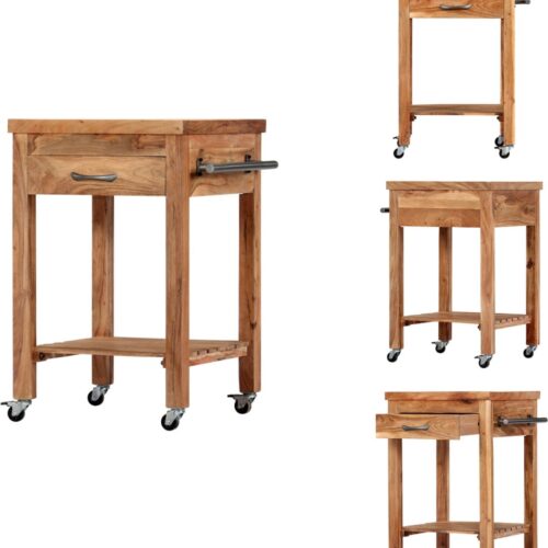 vidaXL Keukentrolley - Keukentrolleys - Trolley - Trolleys - Keukentrolley 58x58x89 cm massief acaciahout