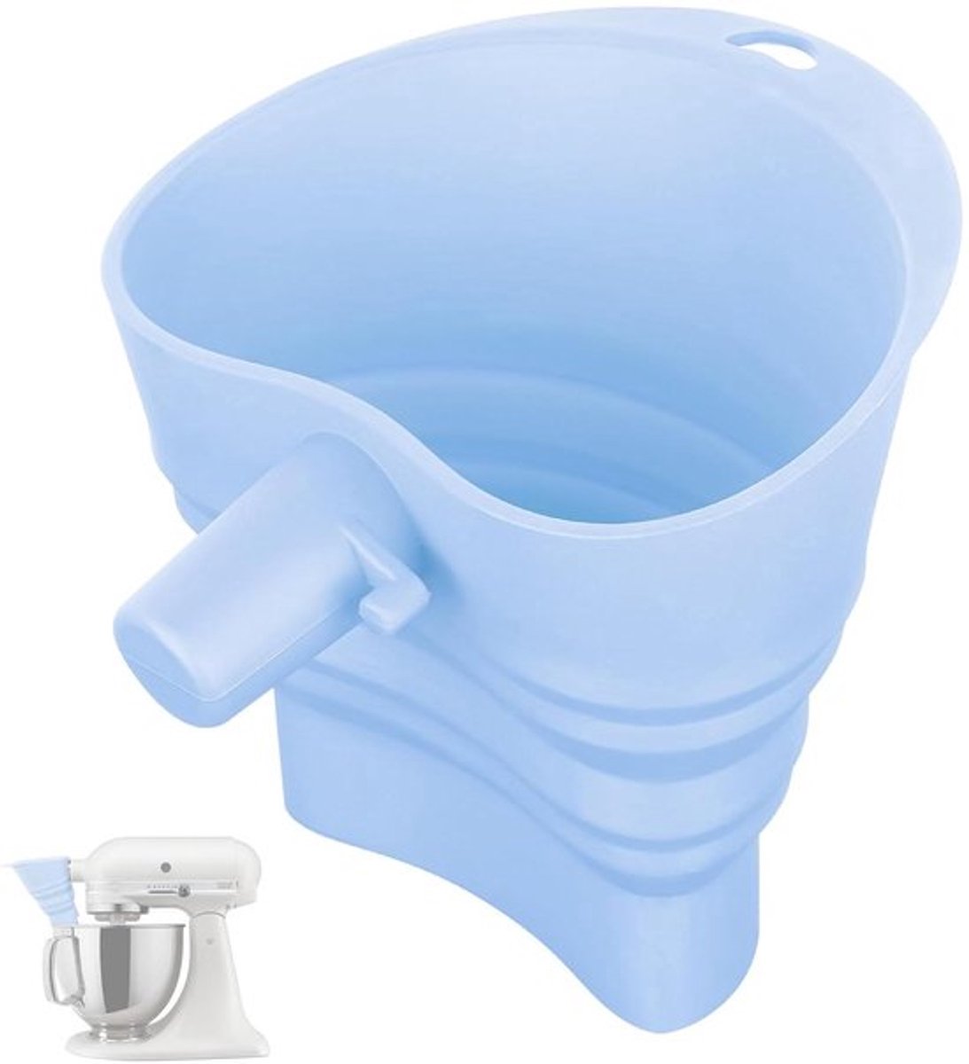 uitloopbescherming keukenmachines siliconen spatbescherming opvouwbare trechter geschikt voor kitchenaid artisan blauw. Uitloopbescherming keukenmachines - siliconen spatbescherming - opvouwbare trechter - geschikt voor KitchenAid Artisan - Blauw.